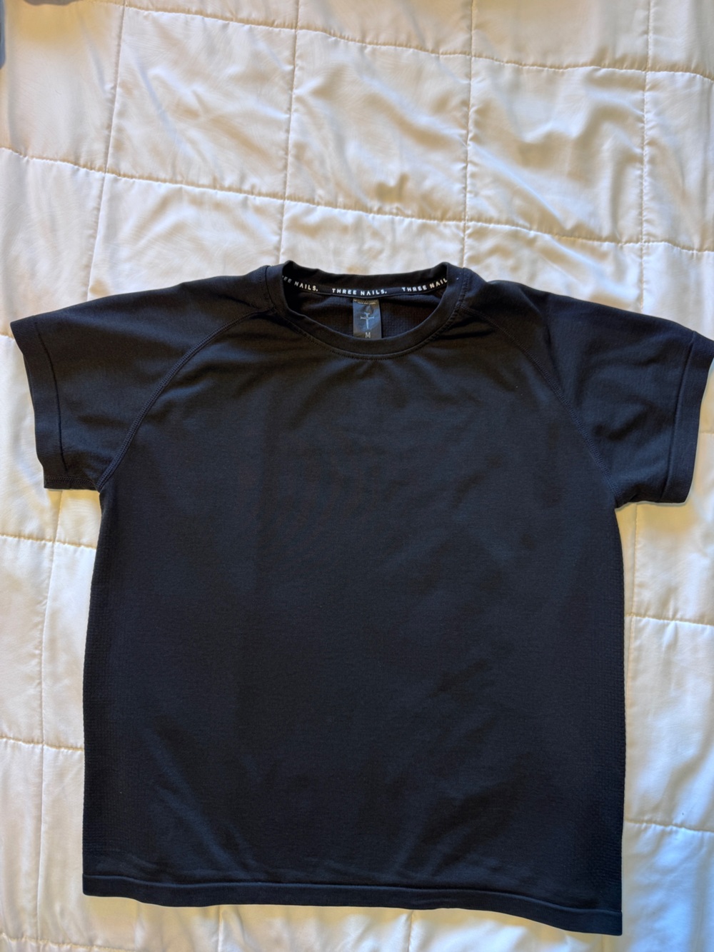 Three Nails Black Short Sleeve Workout Shirt